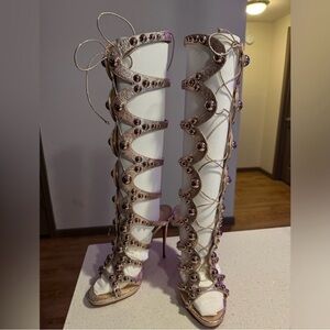 Rare Christian Louboutin Amazoutiful Lace Up Heel. Size 39.5. New. Never Worn!